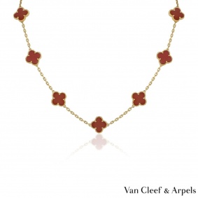 Van Cleef & Arpels Carnelian Vintage Alhambra Necklace VCARD40600 Van Cleef & Arpels Carnelian Vintage Alhambra Necklace VCARD40600